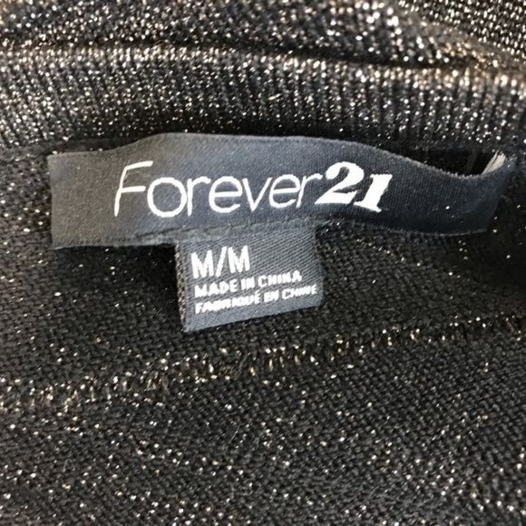 Forever 21 Womens Black Silver Shimmering One Shoulder Sweater Dress Size M - Picture 7 of 8